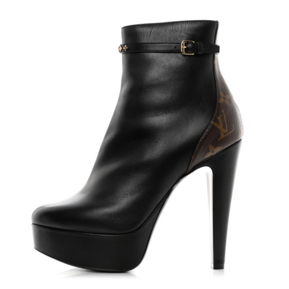 Louis Vuitton Calfskin Monogram Afterglow Platform Ankle Boots 37 - Picture 2 of 8
